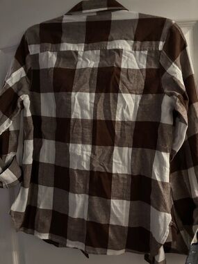Tommy Hilfiger Brown and White Plaid Button-Up Shirt